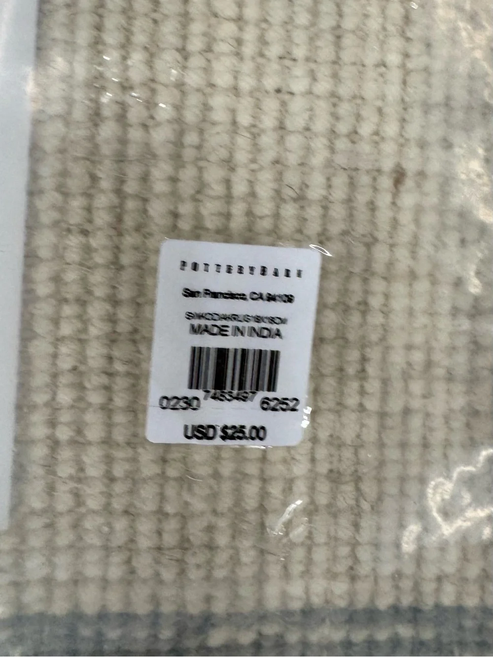 Pottery Barn Kodiak Handwoven Shag Rug Sample